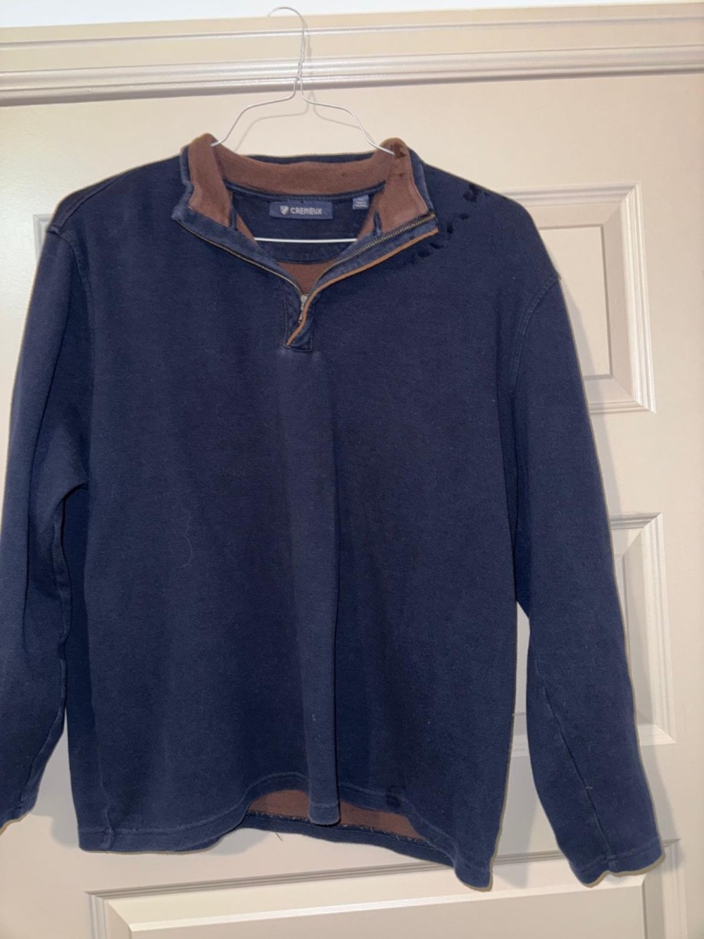 Daniel Cremieux Mens Blue Brown 1/4 Zip Front Pullover Sweater - XL